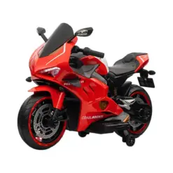 ISAKAA® HSV5 Ducati-Style Kids Bike – 12V Ride-On for Ages 2–11 | Dual LED Headlamps, Tail Lights, Wheel LEDs, Music Controller