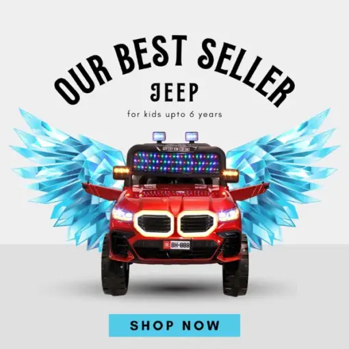 ISAKAA® BMW LP888 Ride-On Jeep for Kids | Remote & Mobile App Control | LED Windshield Lights | 3 Motors | Rechargeable Battery | Ages 1–7