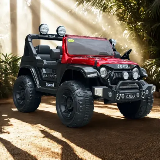 ISAKAA® 938A Thar-Look Jumbo Kids Jeep | 4X4 Drive, 5 Motors, Mobile App & Remote Control | 2-Seater | 65 Kg Capacity | Loaded with Functional LED Lights