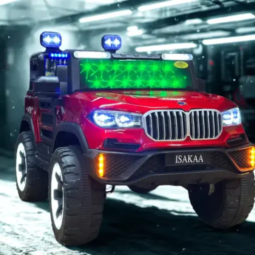 ISAKAA® WLP-34 BMW Kids Jeep | Premium Ride-On 4X4 with 5 Motors | Remote + App Control | Up to 75kg | For 6 Months to 8 Years | Bluetooth, Music, LED Lights