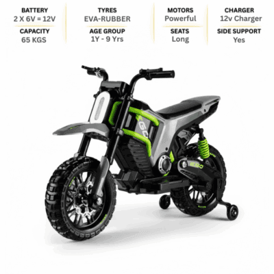 ISAKAA® TTW-500 Kids Electric Bike – Premium 12V Ride-On with EVA Rubber Tyres & Suspension